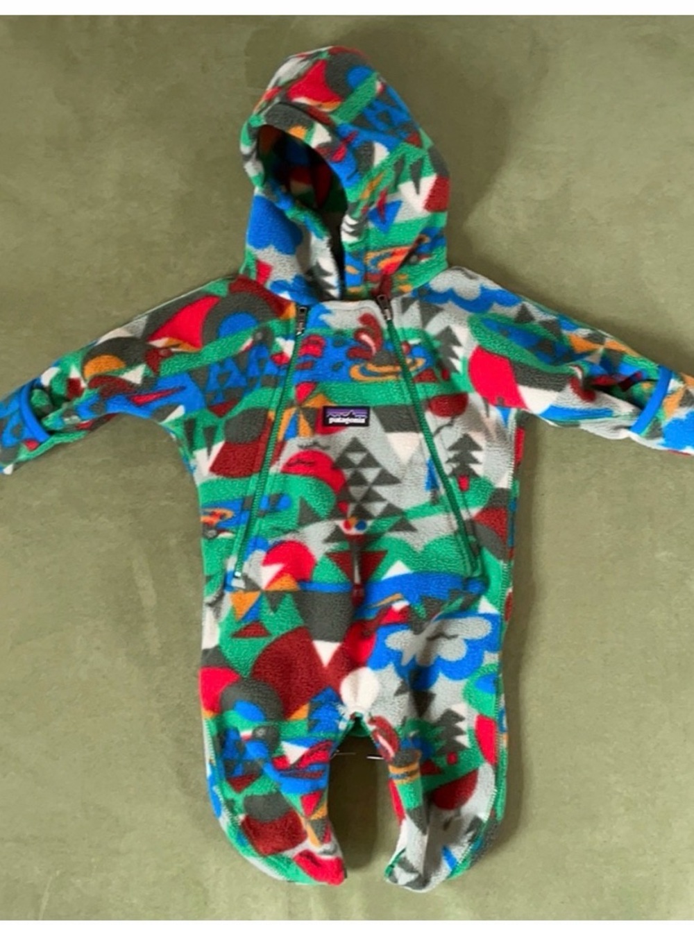Patagonia Multicolor Hooded Fleece Footie One-Piece